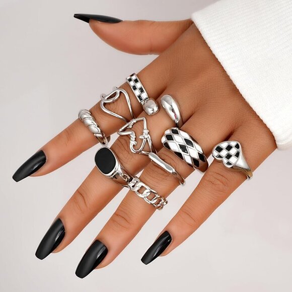 💫 Women Silver Knuckle Ring 18K Plated Open Stacking Adjustable Chunky Rings - Picture 5 of 9